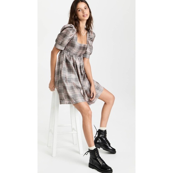 En Saison Plaid Organza Mini Dress Size L - Picture 1 of 9